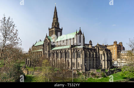 La cattedrale di Glasgow in Cattedrale Precinct Castle Street Glasgow Scotland Regno Unito qui visto dalla necropoli Foto Stock