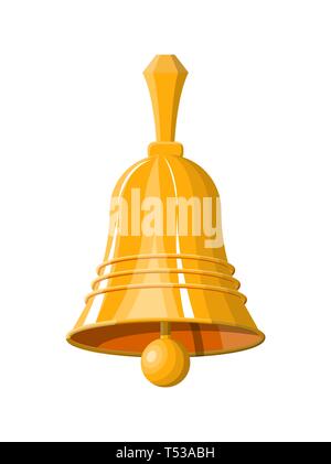Gold School la campana. Retrò handlebell natale. Felice anno nuovo decoro. Auguri di Buon Natale. Nuovo anno e la celebrazione del Natale. Illustrazione Vettoriale ho Illustrazione Vettoriale