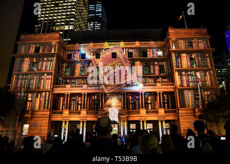 La luce Proiezione sulla casa doganale per vivaci Festival di Sydney Foto Stock