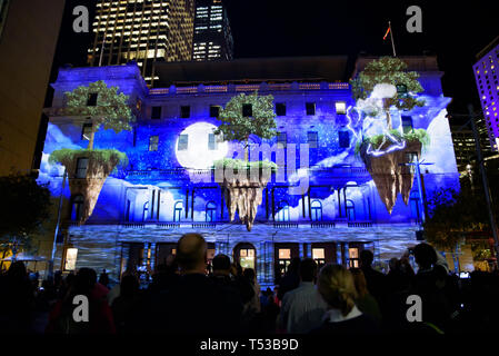 La luce Proiezione sulla casa doganale per vivaci Festival di Sydney Foto Stock