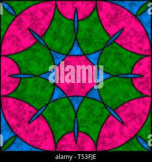 Rosa, Verde e Blu di piastrelle in marmo con round modello geometrico Foto Stock