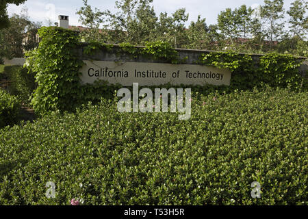 Caltech sign on campus, CALIFORNIA, STATI UNITI D'AMERICA Foto Stock