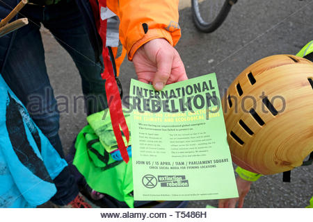 Estinzione della ribellione opuscolo informativo Foto Stock