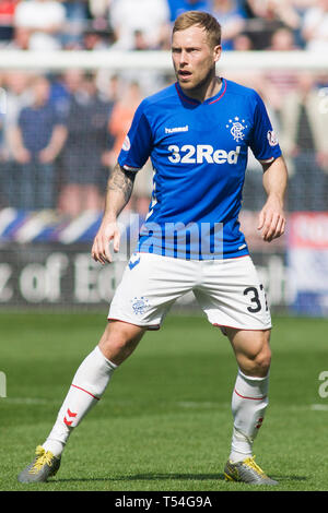 Edinburgh, Regno Unito. Il 20 aprile 2019. Scott Arfield dei Rangers durante la Ladbrokes Premiership match tra i cuori e i Rangers a Tynecastle Park il 20 aprile 2019 in Edinbugh, UK. Credito: Scottish Borders Media/Alamy Live News Foto Stock