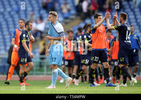 Roma, Italia. Xx Apr, 2019. 20.04.2019 Stadio Olimpico di Roma, Italia. SERIE A:ILLUSIONE DI CIRO IMMOBILE AL FINE DEL CAMPIONATO ITALIANO DI UN match tra SS Lazio vs Chievo Verona, punteggio 1-2 allo Stadio Olimpico di Roma. Credit: Indipendente Agenzia fotografica/Alamy Live News Foto Stock