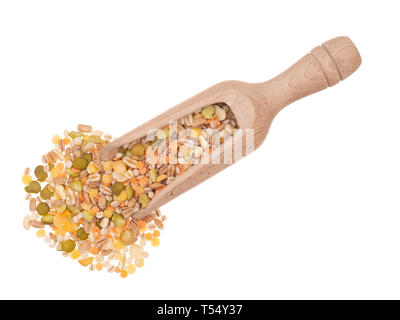 I chicchi di grano e fagioli, impulsi mix. Heap con convogliatore, isolato su sfondo bianco. Foto Stock