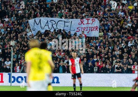 Xx di aprile 2019 a Rotterdam, Olanda Calcio Eredivisie olandese Feyenoord v AZ Alkmaar Sostenitori Foto Stock