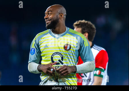 Xx di aprile 2019 a Rotterdam, Olanda Calcio Eredivisie olandese Feyenoord v AZ Alkmaar Feyenoord keeper Kenneth Vermeer Foto Stock