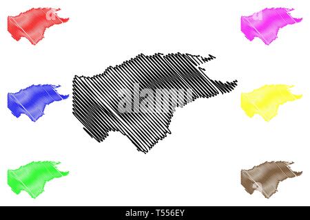 Dipartimento di Guaviare (Colombia, Repubblica di Colombia, dipartimenti della Colombia) mappa illustrazione vettoriale, scribble schizzo dipartimento di Guaviare mappa Illustrazione Vettoriale
