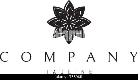 Yoga Lotus Flower astratto vettore nero logo design Illustrazione Vettoriale