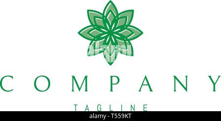 Yoga Lotus Flower Abstract vettore verde logo design Illustrazione Vettoriale