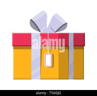 Confezione regalo su bianco. Colorato avvolto. Vendita, shopping. Presente box con fiocchi e nastri. Giftbox per compleanni e vacanze. Illustrazione Vettoriale in appartamento Illustrazione Vettoriale