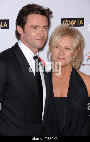 LOS ANGELES, CA. 14 gennaio 2006: Attore Hugh Jackman & moglie attrice DEBORRA-LEE FURNESS all'icona Penfolds Cena di Gala, parte del G'Day la settimana dell'Australia, a Hollywood Palladium. Fu presentato con l'eccellenza nel premio di intrattenimento. © 2006 Paul Smith / Featureflash Foto Stock