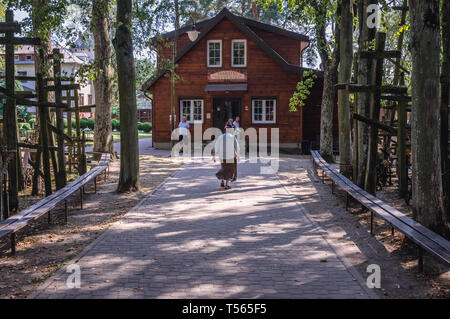 Negozio di souvenir sulla montagna sacra di Grabarka, il più importante luogo di culto ortodosso in Polonia Foto Stock