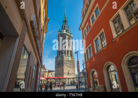 Torre Rossa a Halle Saale Germania Città Foto Stock