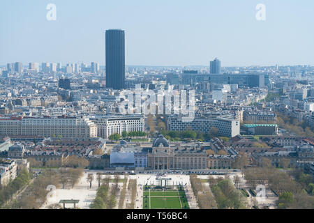Vista del paesaggio di Parigi, Francia con le attrazioni principali di Parigi Foto Stock