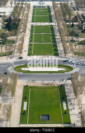 Vista del paesaggio di Parigi, Francia con le attrazioni principali di Parigi Foto Stock