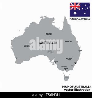 Mappa di Australia con bandiera. Infografico australiano. Illustrazione Vettoriale