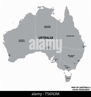 Mappa di Australia con bandiera. Infografico australiano. Illustrazione Vettoriale