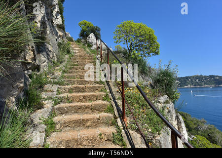 Sentier Littoral percorso escursionistico tra Villefranche e Nizza, Francia Foto Stock