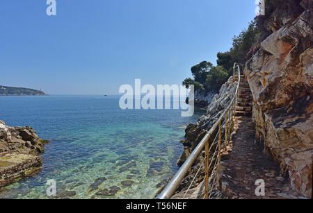 Sentier Littoral percorso escursionistico tra Villefranche e Nizza, Francia Foto Stock