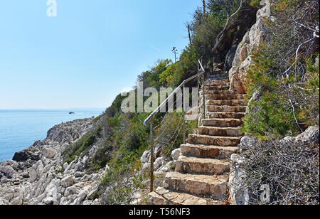 Sentier Littoral percorso escursionistico tra Villefranche e Nizza, Francia Foto Stock