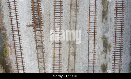 Vista aerea di binari del treno Foto Stock