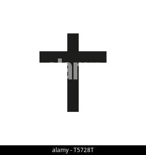 Disegnato a mano grunge nero icona a forma di croce, semplice cristiano segno a forma di croce, dipinte a mano e croce simbolo creato con inchiostro vero pennello isolati su sfondo bianco. Illustrazione Vettoriale