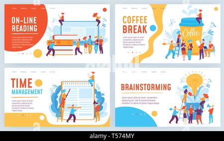 Set di quattro diversi business del vettore concept design delle diapositive Illustrazione Vettoriale