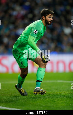 Alisson Becker (Liverpool), 17 aprile 2019 - Calcio : UEFA Champions League quarti di finale di seconda gamba match tra FC Porto 1-4 Liverpool FC presso l'Estadio do Dragao di Porto, Portogallo. (Foto di Mutsu Kawamori/AFLO) Foto Stock