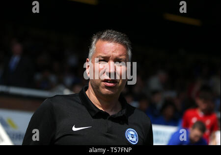 Peterborough, Regno Unito. 22 apr, 2019. Peterborough Regno manager Darren Ferguson durante la scommessa del Cielo lega 1 corrispondenza tra Peterborough e Sunderland a London Road, Peterborough. (Credit: Chris Booth | MI News) solo uso editoriale, è richiesta una licenza per uso commerciale. Nessun uso in scommesse, giochi o un singolo giocatore/club/league pubblicazioni. La fotografia può essere utilizzata solo per il giornale e/o rivista scopi editoriali. Credito: MI News & Sport /Alamy Live News Foto Stock