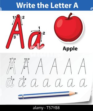 Lettera di un alfabeto di tastatura fogli di lavoro illustrazione Illustrazione Vettoriale