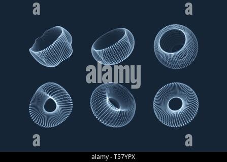 Forma geometrica per la progettazione. Il toro costituito da punti. Griglia molecolare. La tecnologia 3d di stile. Illustrazione Vettoriale. Illustrazione Vettoriale