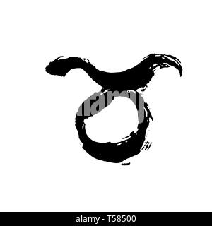 Segno zodiacale Toro. Vettore pennello asciutto illustrazione isolati su sfondo bianco. Illustrazione Vettoriale