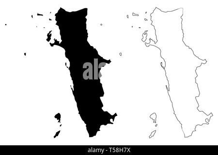 Al Hudaydah Governatorato (governatorati dello Yemen, Repubblica dello Yemen) mappa illustrazione vettoriale, scribble schizzo Costa Occidentale mappa Illustrazione Vettoriale