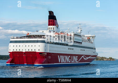 La Helsinki legato 171m lungo M/S Gabriella nel Mar Baltico fuori Stoccolma. Il traghetto porta fino a 2.400 passeggeri e 400 auto sul suo 18 ore di viaggio. Foto Stock