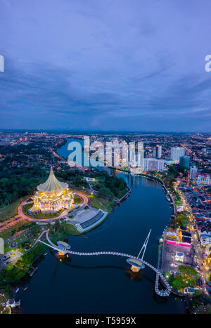 Vista aerea Kuching, Bornéo, Malaysia Foto Stock