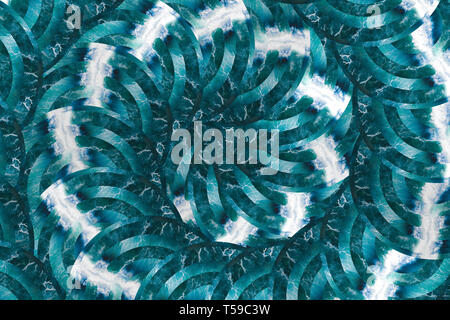 Mare oceano onde diplacement cerchio. Modello a spirale. Tanga geometrica collage design. Foto Stock