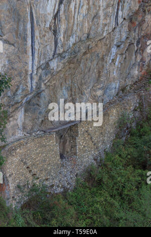 Close up sulla struttura del Machu Picchu rovine, Perù Foto Stock