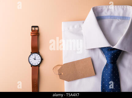 Un giorno i padri greeting card concept. Lay piatto. Copia dello spazio. Foto Stock