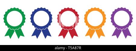 Set di colorate medaglie premio illustrazione vettoriale EPS10 Illustrazione Vettoriale