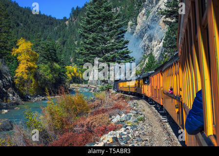 Storico del motore a vapore in treno in Colorado, STATI UNITI D'AMERICA Foto Stock