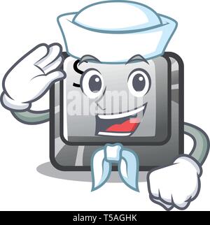 Pulsante marinaio S nella forma di cartoni animati Illustrazione Vettoriale