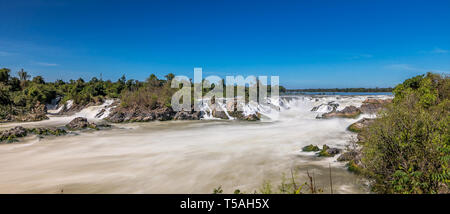 Khone Phapheng cade sul fiume Mekong nel Laos del sud. Foto Stock