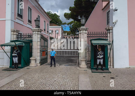 Entrata al Palazzo Nazionale di Belem - la residenza ufficiale del Presidente portoghese in Bele distretto di Lisbona, Portogallo Foto Stock