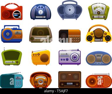 Radio set di icone. Cartoon set di radio icone vettoriali per il web design Illustrazione Vettoriale