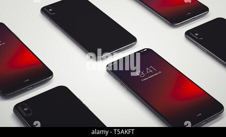 Nuovo smartphone X 3D Rendering illustrazioni Foto Stock