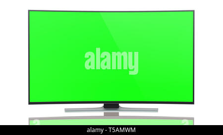 UltraHD Smart Tv con curva schermo verde su sfondo bianco Foto Stock