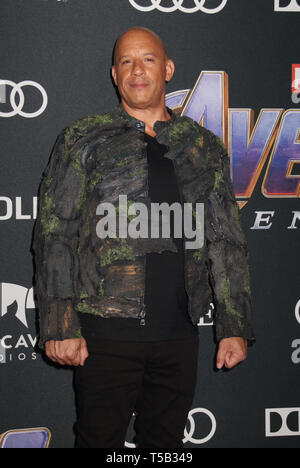 Los Angeles, Stati Uniti d'America. 22 apr 2019. Vin Diesel 04/22/2019 La premiere mondiale di Marvel Studios''vendicatori: Endgame" tenutasi presso il Los Angeles Convention Center di Los Angeles, CA Foto di Izumi Hasegawa / HollywoodNewsWire.co Credito: Hollywood News filo Inc./Alamy Live News Foto Stock