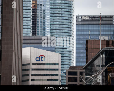 TORONTO CANADA - Novembre 13, 2018: il Logo di Citigroup sulla loro sede principale di Toronto, Ontario, Quebec. Chiamato anche Citi, o la Citibank è un'Americ Foto Stock